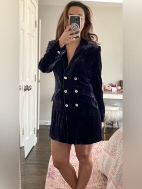 Purple Velvet Long Jacket by Kaliko